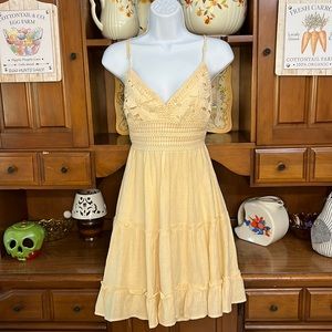 Love Tree Ivory Crochet Tiered Ruffle Slip Dress